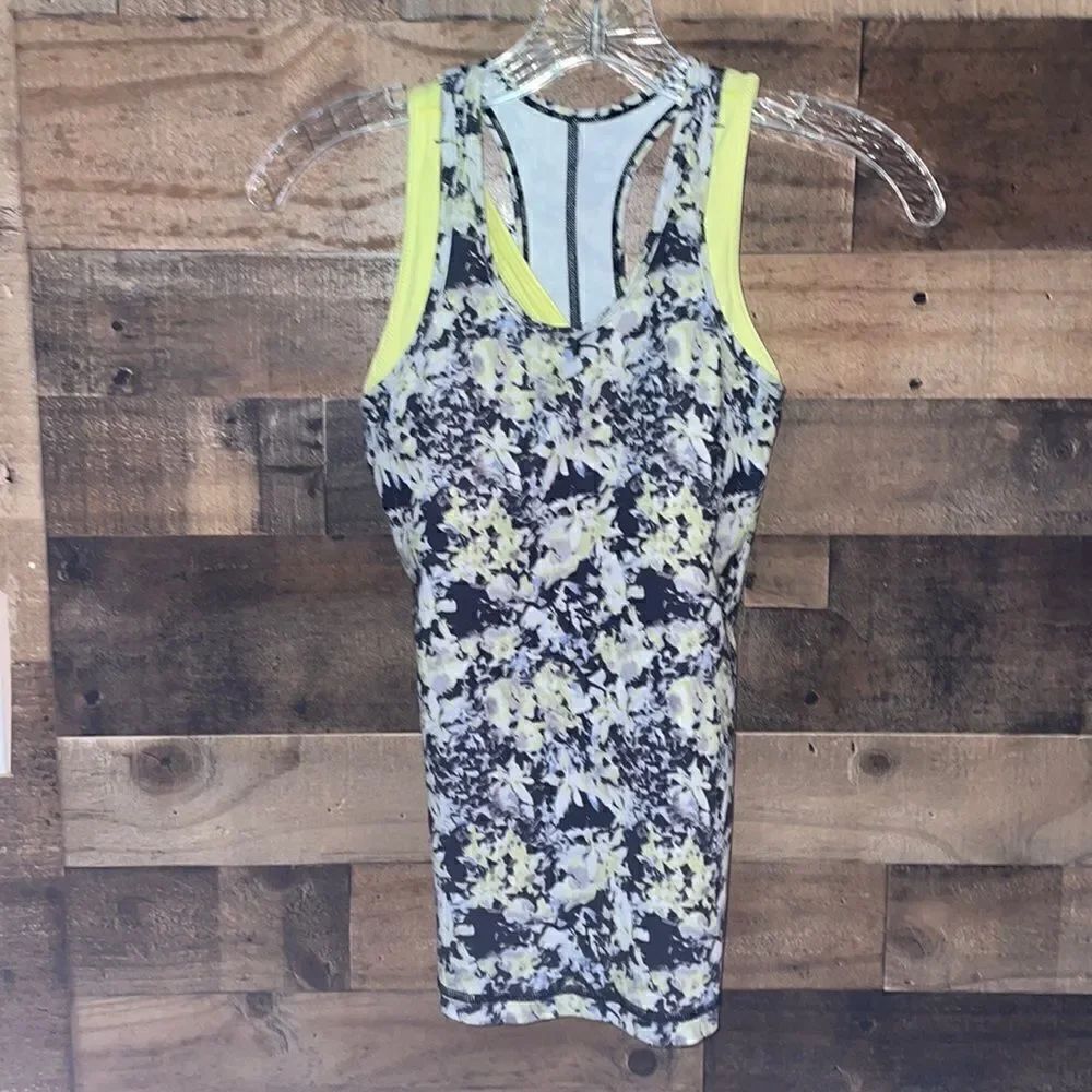 Lululemon Inspiration Tank II Crosscourt Petal Black Clarity Yellow